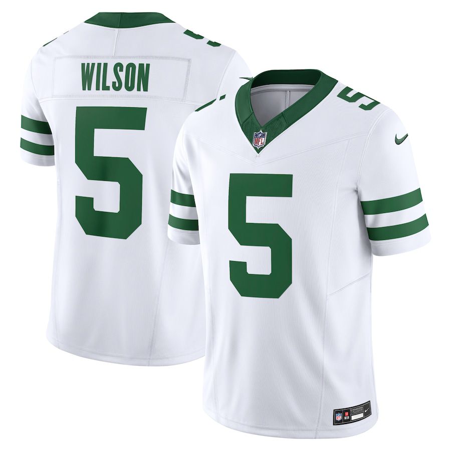 Men New York Jets #5 Garrett Wilson Nike Legacy White Vapor F.U.S.E. Limited NFL Jersey